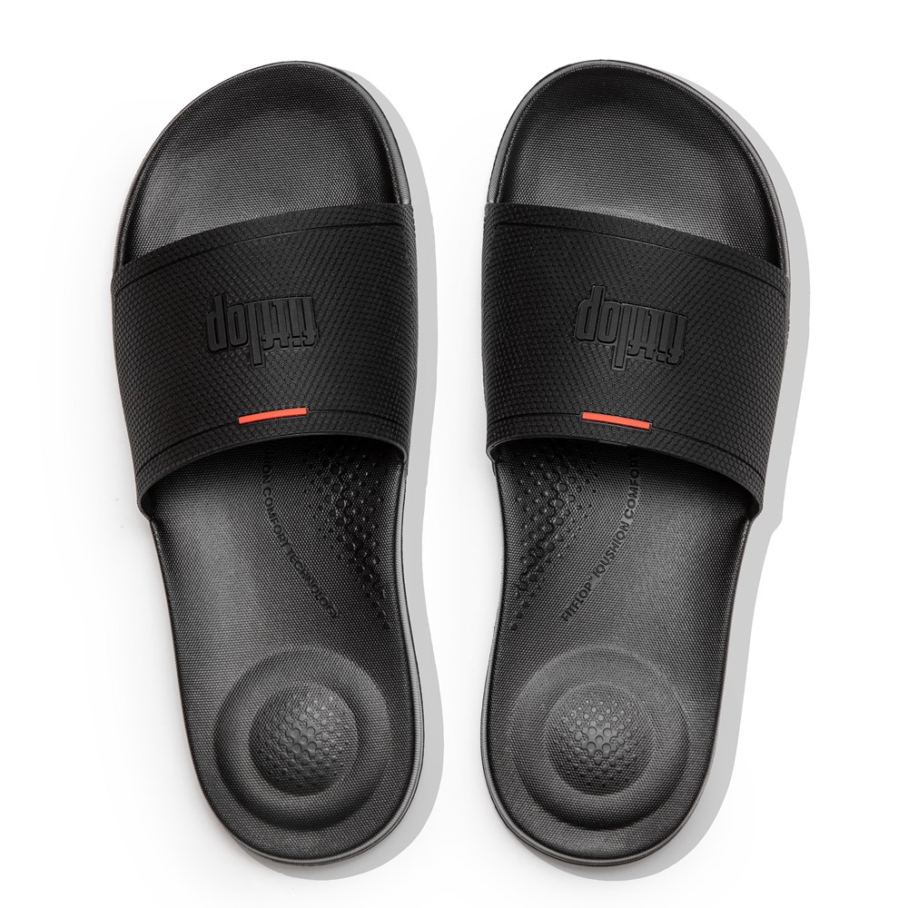 Fitflop Mens Slides - Iqushion House - Black - 836-KOZCBS